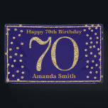 Happy 70th Birthday Banner Navy Blue Gold Glitter<br><div class="desc">Fijne 70ste verjaardag Banner Navy Blue en Gold Glitter Confetti. Afdrukbaar digitaal. Voor verdere aanpassing,  te klikken gelieve de knoop "van de Aanpassing het"en ons ontwerphulpmiddel te gebruiken om deze sjabloon te wijzigen.</div>