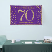 Happy 70th Birthday Banner Paars en Gold Glitter (Beurs)