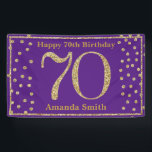Happy 70th Birthday Banner Paars en Gold Glitter<br><div class="desc">Fijne 70ste verjaardag Banner Paars en Gold Glitter Confetti. Afdrukbaar digitaal. Voor verdere aanpassing,  te klikken gelieve de knoop "van de Aanpassing het"en ons ontwerphulpmiddel te gebruiken om deze sjabloon te wijzigen.</div>