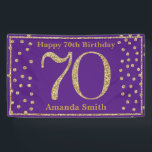 Happy 70th Birthday Banner Paars en Gold Glitter<br><div class="desc">Fijne 70ste verjaardag Banner Paars en Gold Glitter Confetti. Afdrukbaar digitaal. Voor verdere aanpassing,  te klikken gelieve de knoop "van de Aanpassing het"en ons ontwerphulpmiddel te gebruiken om deze sjabloon te wijzigen.</div>