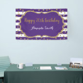 Happy 70th Birthday Banner Purple and Gold Glitter (Beurs)