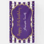 Happy 70th Birthday Banner Purple and Gold Glitter (Verticaal)