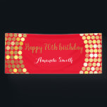 Happy 70th Birthday Banner Red Gold Glitter<br><div class="desc">Happy 70th Birthday Banner for women or man. Red and Gold Glitter Birthday Party Banner. Gold Glitter Confetti. Black and White Stripes. Printable Digital. For further customization,  please click the "Customize it" button and use our design tool to modify this template.</div>