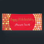 Happy 70th Birthday Banner Red Gold Glitter<br><div class="desc">Happy 70th Birthday Banner for women or man. Red and Gold Glitter Birthday Party Banner. Gold Glitter Confetti. Black and White Stripes. Printable Digital. For further customization,  please click the "Customize it" button and use our design tool to modify this template.</div>