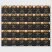 Happy 70th Birthday Black en Gold Glitter Cadeaupapier (Vlak)
