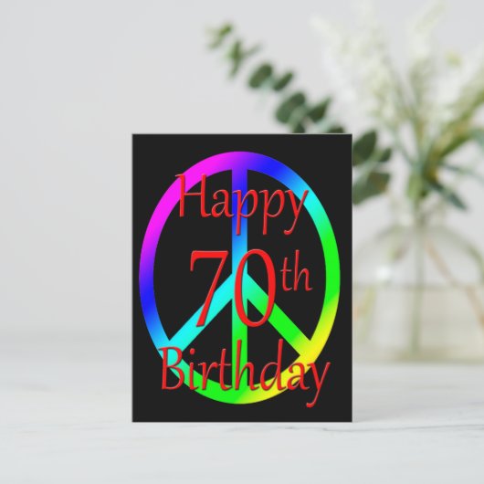 Happy 70th Birthday briefkaart (Staand voorkant)