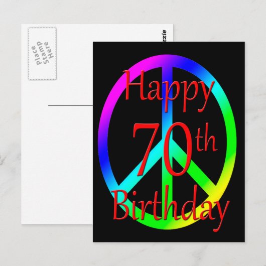 Happy 70th Birthday briefkaart (Voorkant / Achterkant)