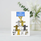 Happy 70th Birthday Cartoon Briefkaart (Staand voorkant)