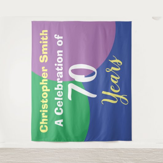 Happy 70th Birthday Celebration Tapestry Wandkleed (Voorkant)