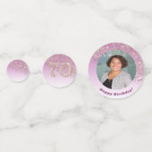 Happy 70th Birthday Chic Roos Gold Glitter Confetti (Voorkanten)