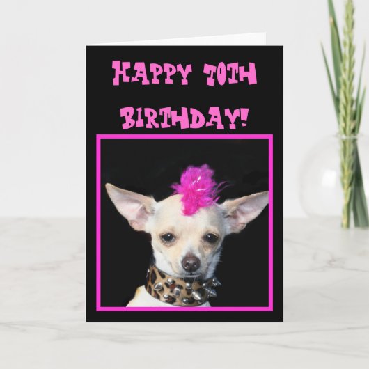 Happy 70th Birthday Chihuahua Punk greeting card Kaart (Voorkant)