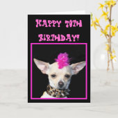 Happy 70th Birthday Chihuahua Punk greeting card Kaart (Gele Bloem)