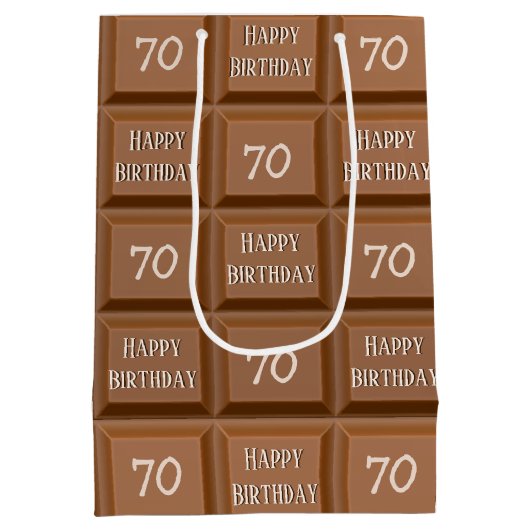 Happy 70th Birthday Chocolate Snoep Bar Medium Cadeauzakje (Achterkant)
