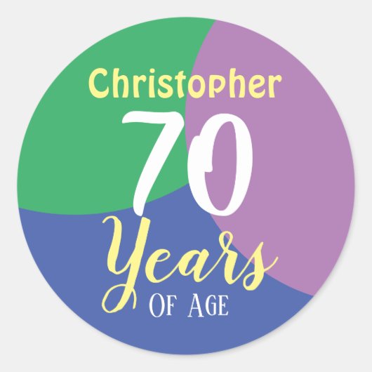 Happy 70th Birthday Classic Round Sticker (Voorkant)
