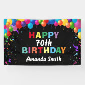 Happy 70th Birthday Colorful Balloons Confetti Spandoek (Horizontaal)