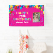 Happy 70th Birthday Colorful Balloons Hot Pink Spandoek (Insitu)