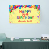 Happy 70th Birthday Colorful Balloons Yellow Spandoek (Beurs)