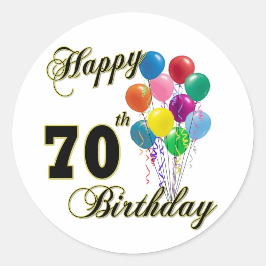Happy 70th Birthday Gifts en Birthday Apparel Ronde Sticker (Voorkant)