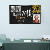 Happy 70th Birthday Gold Foliage 3 Photo Backdrop Spandoek (Beurs)