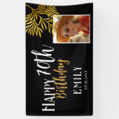 Happy 70th Birthday Gold Foliage Photo Backdrop Spandoek (Verticaal)