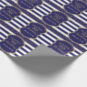 Happy 70th Birthday Gold Glitter en Navy Blue Cadeaupapier (Hoek)