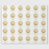 Happy 70th Birthday Gold Glitter en White Cadeaupapier (Vlak)