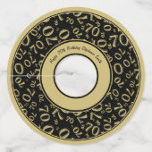 Happy 70th Birthday Goud en Zwart Nummer Thema Wijnglaslabel (Achterkant)