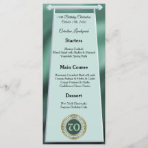 Happy 70th Birthday Green Glitter Folie Menu