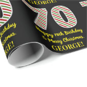 Happy 70th Birthday & Merry Kerstmis, aangepaste n Cadeaupapier (Rol Hoek)