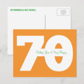 Happy 70th Birthday Milestone Briefkaarten - Sinaa (Voorkant / Achterkant)