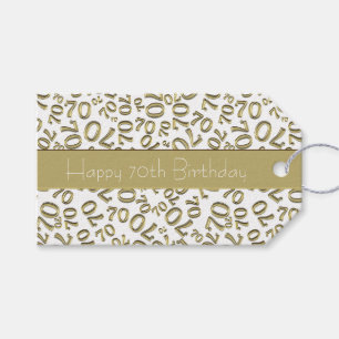 Happy 70th Birthday Number Pattern Gold/White Cadeaulabel