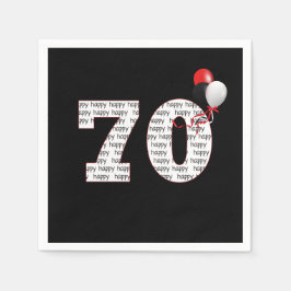 Happy 70th Birthday on Black Napkins Servet