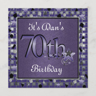 Happy 70th Birthday Party Invitation for Men Kaart