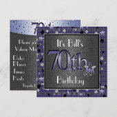 Happy 70th Birthday Party nodigt hem uit Kaart (Voorkant / Achterkant)