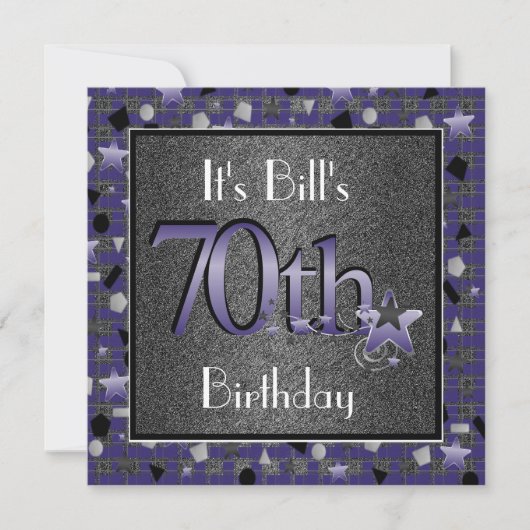 Happy 70th Birthday Party nodigt hem uit Kaart (Voorkant)