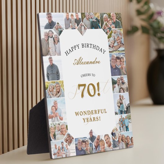 Happy 70th Birthday Personalized Photo Collage Fotoplaat