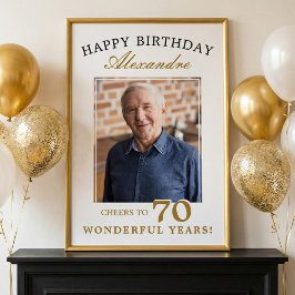 Happy 70th Birthday Personalized Photo Party Sign Poster