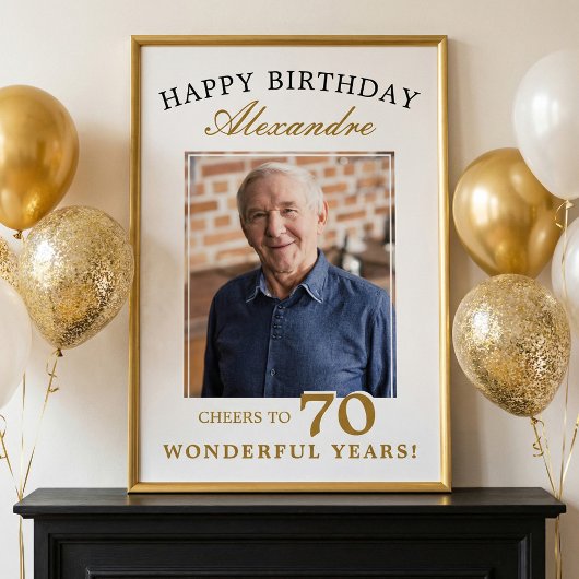 Happy 70th Birthday Personalized Photo Party Sign Poster