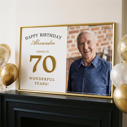 Happy 70th Birthday Personalized Photo Party Sign Poster