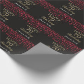 Happy 70th Birthday Red Black en Gold Glitter Cadeaupapier (Hoek)