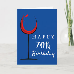 Happy 70th Birthday Red Wine Glass Birthday Kaart