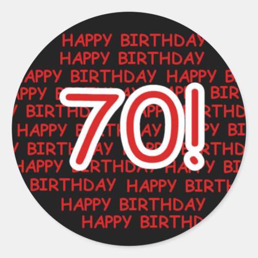Happy 70th Birthday Ronde Sticker (Voorkant)