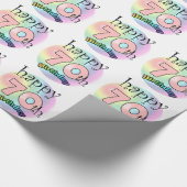 Happy 70th Birthday (roze) Cadeaupapier (Hoek)