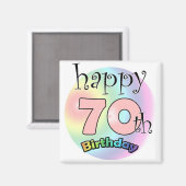 Happy 70th Birthday (roze) Magneet (Voorkant / Achterkant)