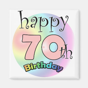 Happy 70th Birthday (roze) Magneet
