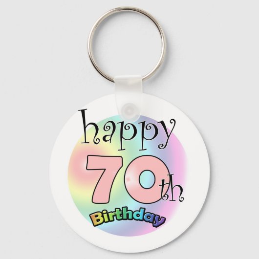 Happy 70th Birthday (roze) Sleutelhanger (Voorkant)