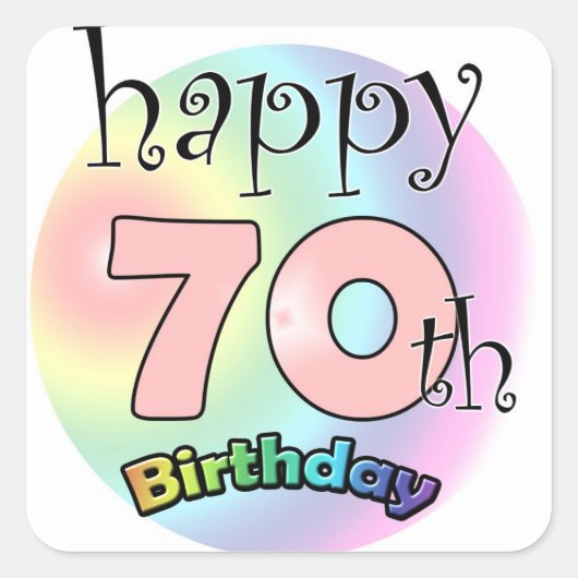 Happy 70th Birthday (roze) Vierkante Sticker (Voorkant)