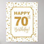 Happy 70th Birthday Sign Gold Confetti Poster (Voorkant)