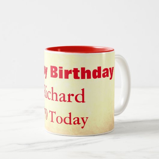 Happy 70th Birthday Specialized Tweekleurige Koffiemok (Voorkant rechts)