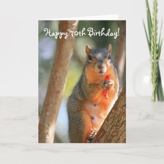 Happy 70th Birthday Squirrel wenskaart Kaart (Voorkant)